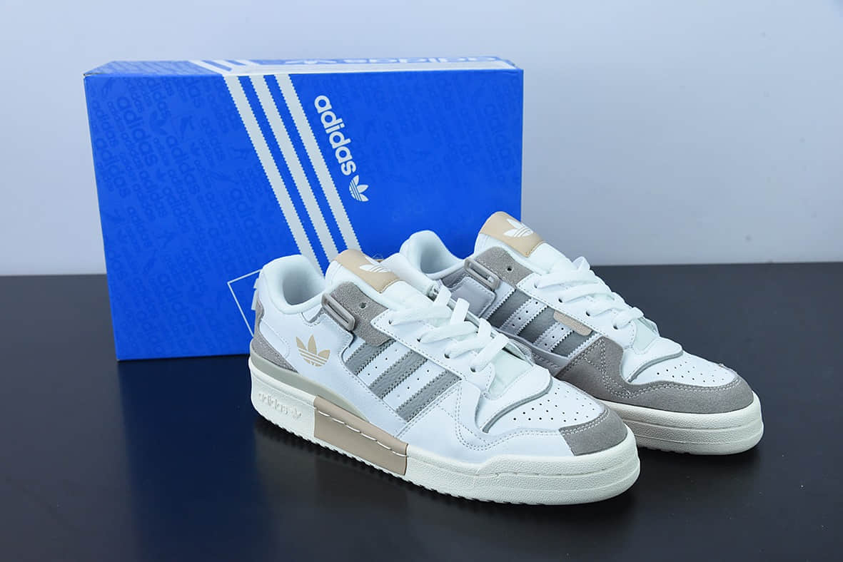 阿迪达斯Adidas Forum 84 Low 三叶草皮革白深灰奶茶黄”低邦经典魔术贴复古板鞋纯原版本 货号：GX2159