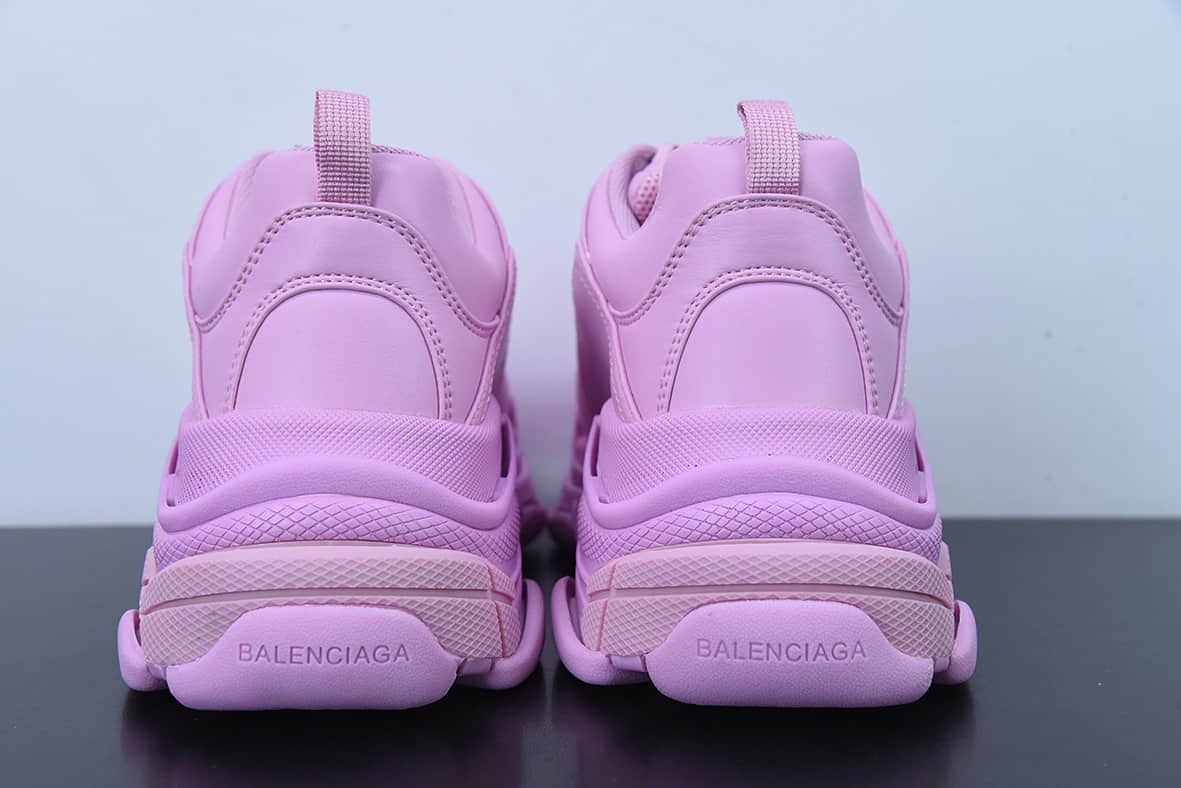 巴黎世家Balenciaga Triple S Clear Sole SneakerPinkBlack LOGO时装芭比粉黑LOGO复古厚底增高百搭休闲运动老爹鞋纯原版本 货号：524039 W1FC3 9023