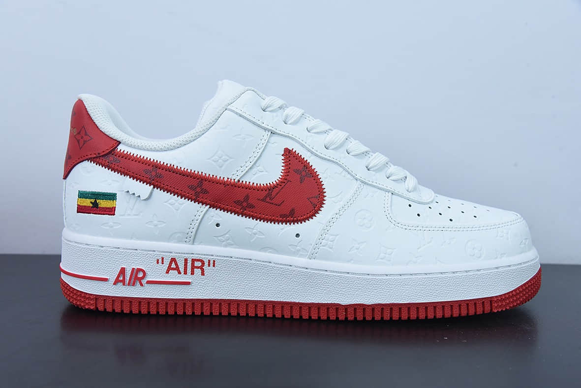 耐克Nike x LV Air Force 1'07 Low LV联名款白红印花空军一号低帮经典百搭休闲运动板鞋纯原版本 货号：LD0212