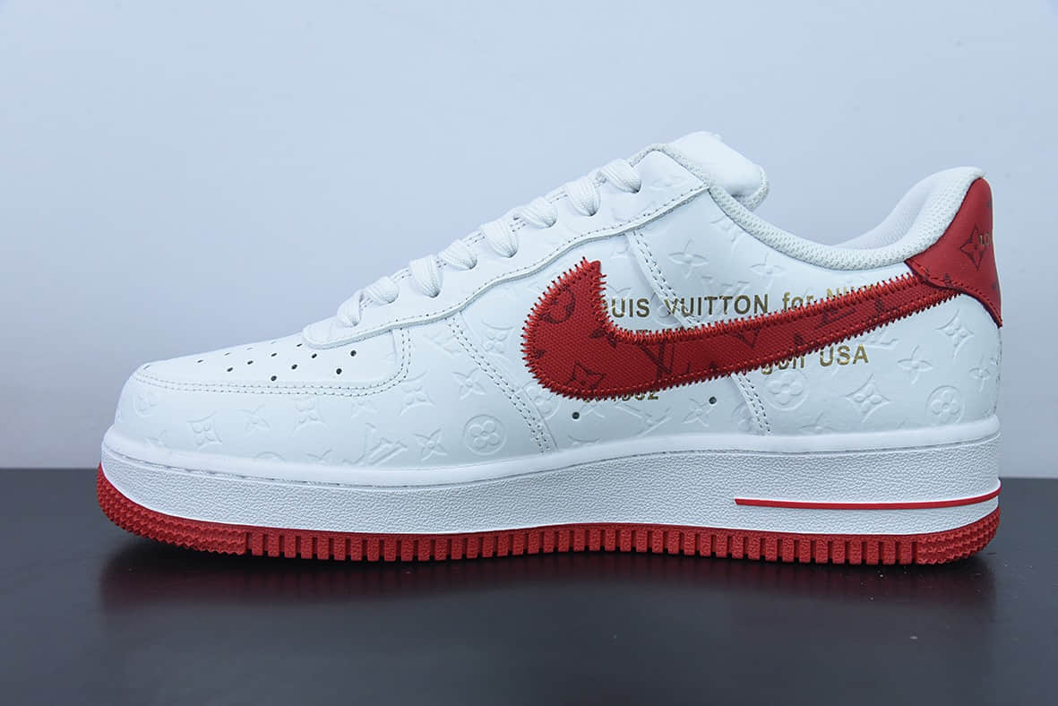 耐克Nike x LV Air Force 1'07 Low LV联名款白红印花空军一号低帮经典百搭休闲运动板鞋纯原版本 货号：LD0212