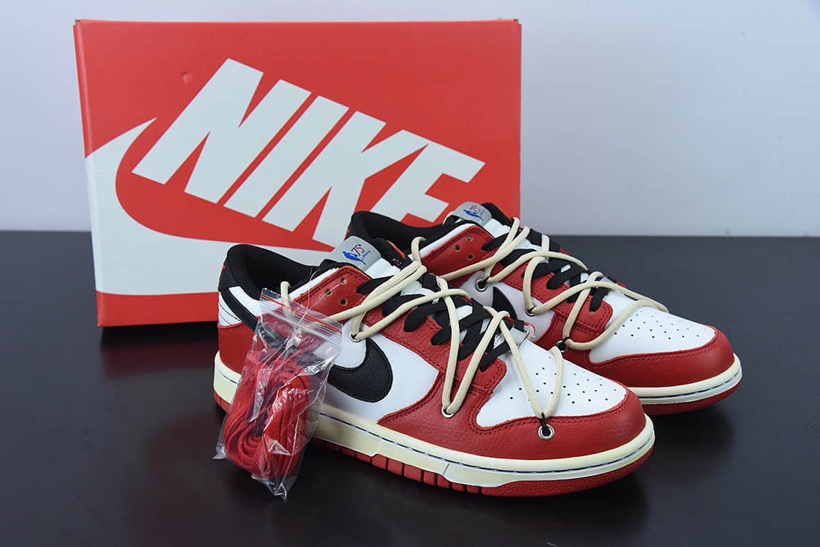 耐克Nike NBA x Nk Dunk Low EMB 75th Anniversary NBA联名白红芝加哥SB扣碎篮板低帮板鞋纯原版本 货号：DD3363-100