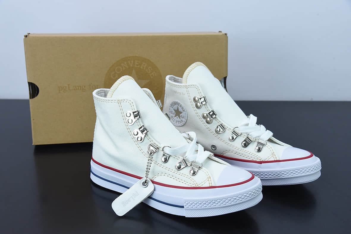 匡威Converse Pglang For x Converse 70s 联名款纯白高帮休闲板鞋纯原版本 货号： A00691C