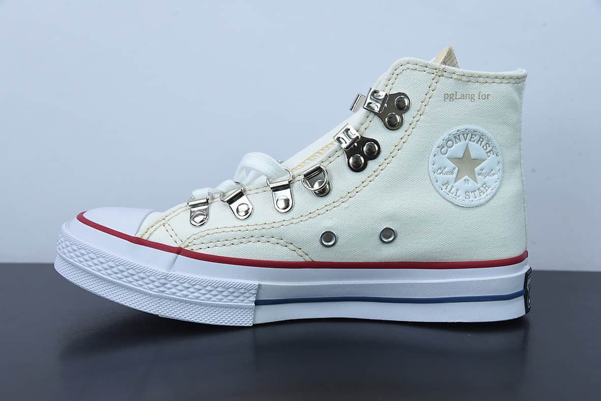 匡威Converse Pglang For x Converse 70s 联名款纯白高帮休闲板鞋纯原版本 货号： A00691C