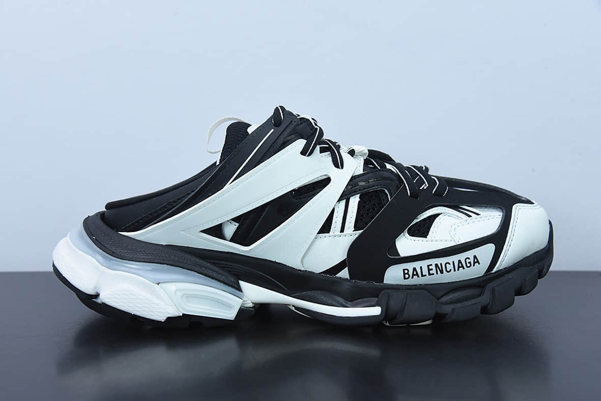 巴黎世家Balenciaga 巴黎世家3.0黑白半拖老爹鞋纯原版本 货号：653813WNB10102