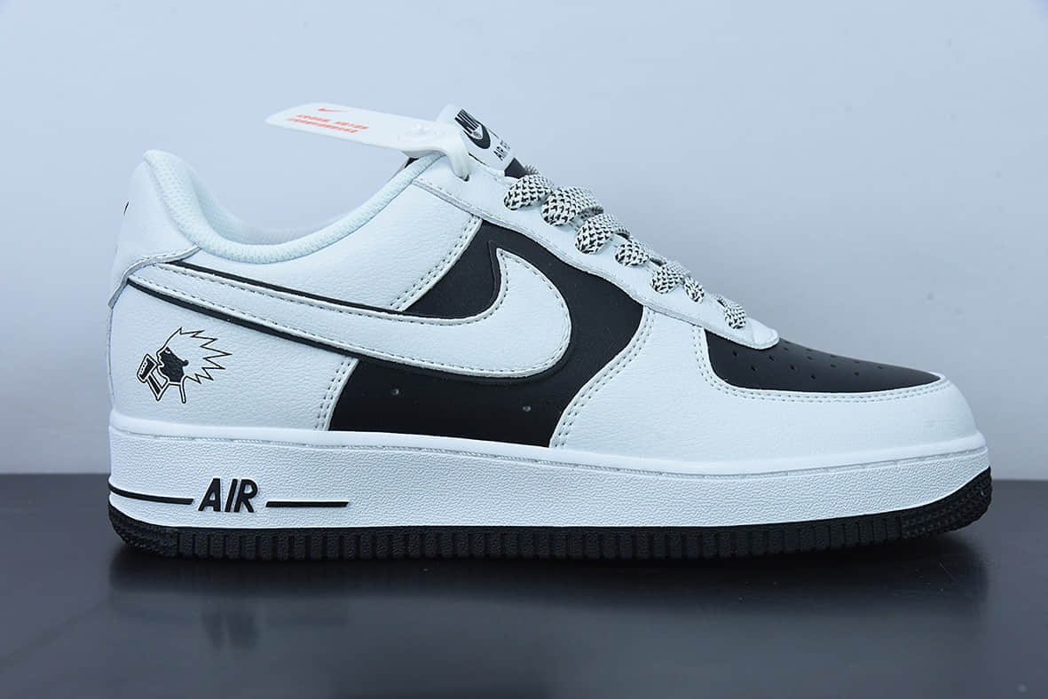 耐克Nike Air Force 1 07 Low喜茶白黑炸毛LOGO HEYTEA空军一号低帮休闲板鞋纯原版本 货号：K08969-756