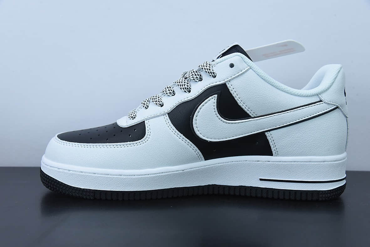 耐克Nike Air Force 1 07 Low喜茶白黑炸毛LOGO HEYTEA空军一号低帮休闲板鞋纯原版本 货号：K08969-756