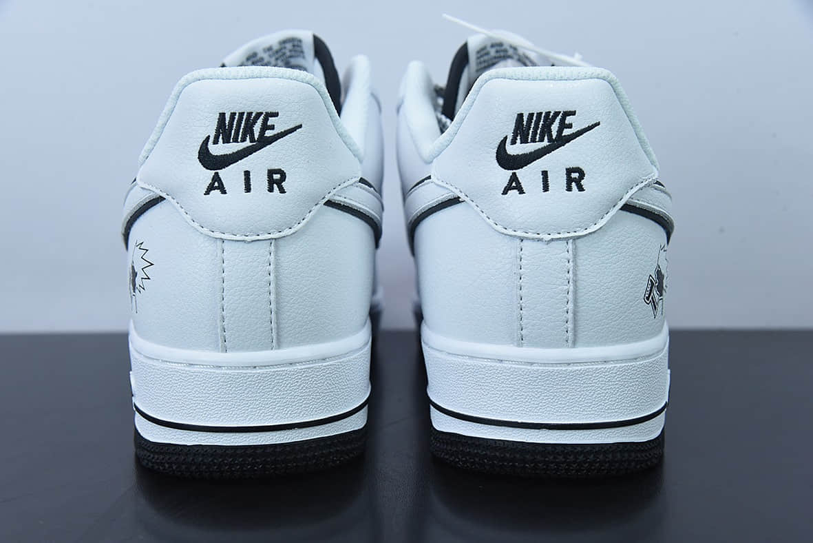 耐克Nike Air Force 1 07 Low喜茶白黑炸毛LOGO HEYTEA空军一号低帮休闲板鞋纯原版本 货号：K08969-756