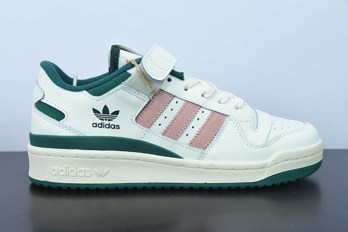 阿迪达斯Adidas originals Forum 84 low魔术贴白绿粉低帮百搭潮流休闲运动板鞋纯原版本 货号：HO1671