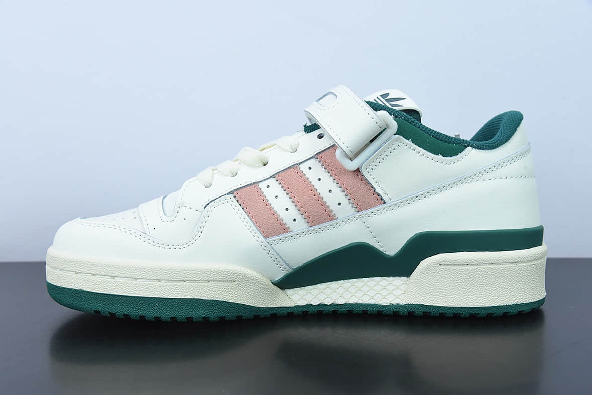阿迪达斯Adidas originals Forum 84 low魔术贴白绿粉低帮百搭潮流休闲运动板鞋纯原版本 货号：HO1671