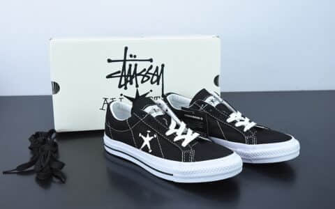 匡威Converse Stussy x Converse Chuck Taylor 斯图西2022全新联名经典黑色一星标低帮休闲板鞋纯原版本 货号：173120C