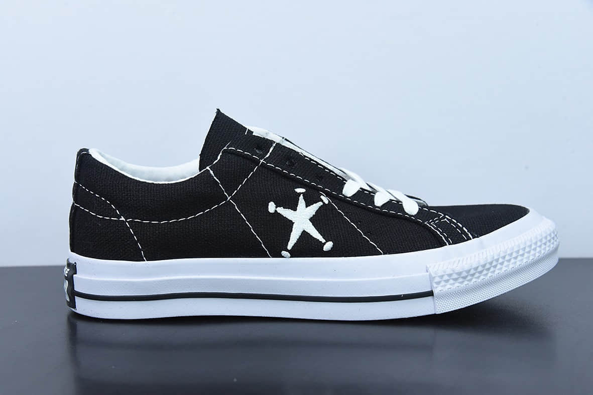匡威Converse Stussy x Converse Chuck Taylor 斯图西2022全新联名经典黑色一星标低帮休闲板鞋纯原版本 货号：173120C