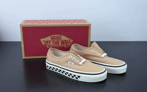 万斯Vans Authentic Era 经典埃拉麻布米黄黑棋盘格子低帮系带复古帆布休闲运动板鞋纯原版本 货号：VN0A5KRD705