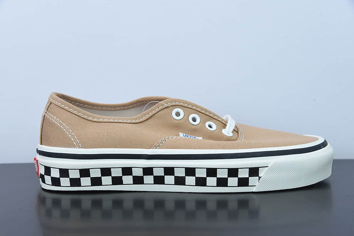 万斯Vans Authentic Era 经典埃拉麻布米黄黑棋盘格子低帮系带复古帆布休闲运动板鞋纯原版本 货号：VN0A5KRD705