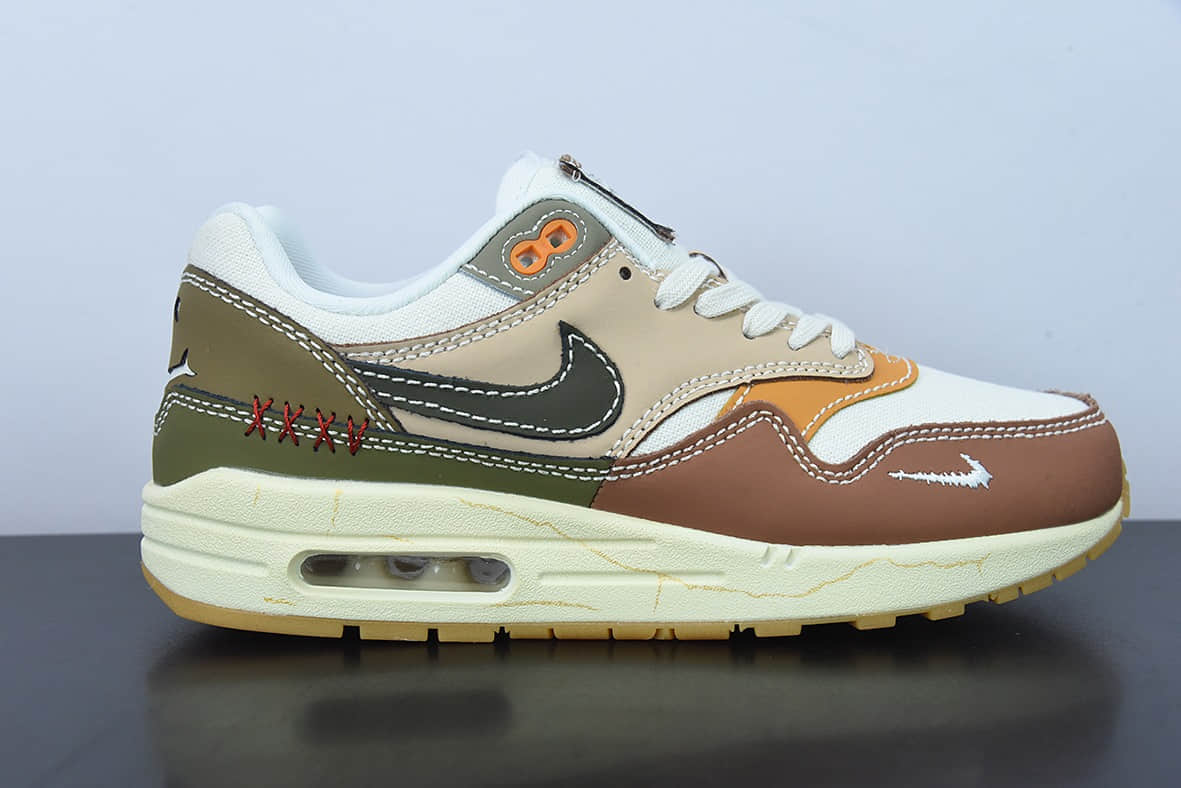 耐克Nike Air Max 1 PRM 绿棕鸳鸯小气垫复古休闲跑步鞋纯原版本 货号：DQ8656-133