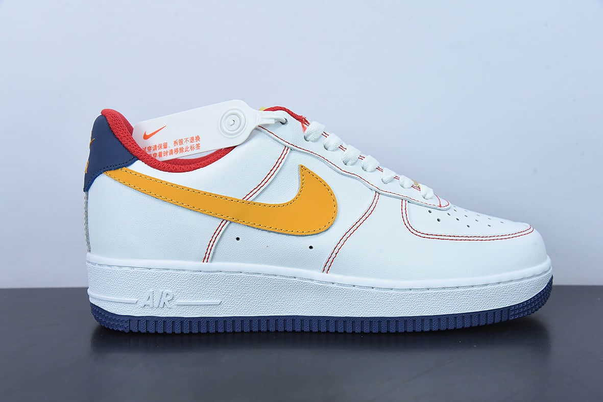 耐克Nike Air Force 1'07 Low“皮革白橙勾空军一号低帮休闲板鞋纯原版本 货号：AF1234-010