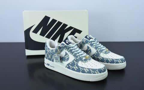 耐克Nike Air Force 1 Low MLB NY洋基队印花水洗丹宁牛仔布空军一号低帮休闲板鞋纯原版本 货号：CW1888-602