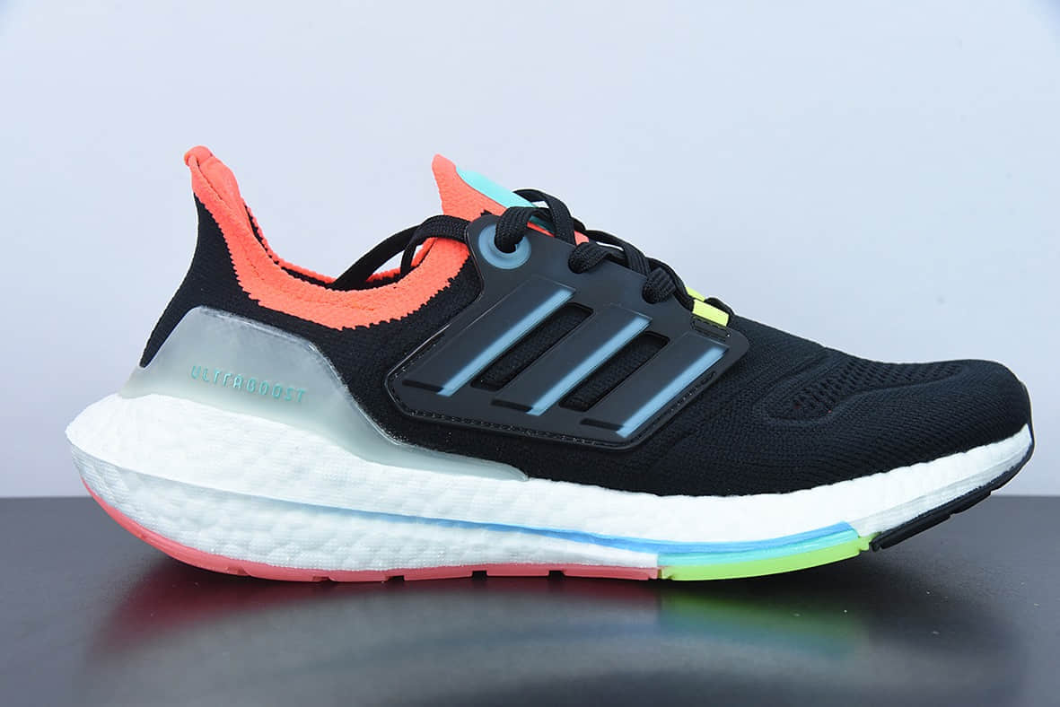 阿迪达斯Adidas UltraBoost2022BlackBlue OrangeUB2022 8.0 黑蓝桔厚底爆米花跑鞋纯原版本 货号：GY8681