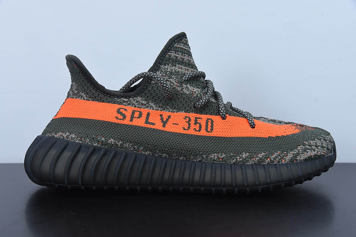 阿迪达斯Adidas Yeezy Boost 350V2 椰子350系列灰绿橙 2022新款爆米花休闲运动跑鞋纯原版本 货号：HQ7045