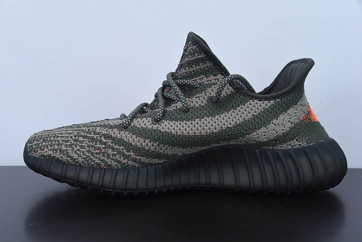 阿迪达斯Adidas Yeezy Boost 350V2 椰子350系列灰绿橙 2022新款爆米花休闲运动跑鞋纯原版本 货号：HQ7045