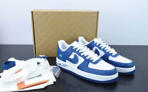 耐克Nike x LV Air Force 1'07 Low LV联名款白蓝印花空军一号低帮经典百搭休闲运动板鞋纯原版本 货号：MS0232