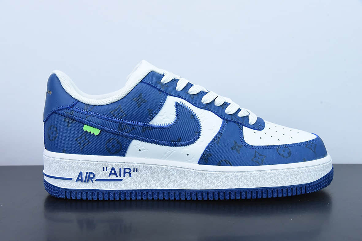 耐克Nike x LV Air Force 1'07 Low LV联名款白蓝印花空军一号低帮经典百搭休闲运动板鞋纯原版本 货号：MS0232