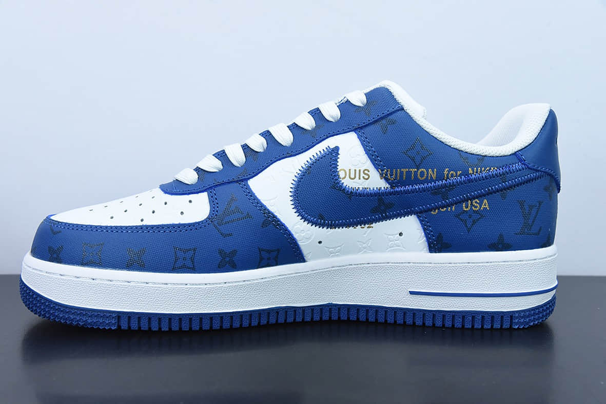 耐克Nike x LV Air Force 1'07 Low LV联名款白蓝印花空军一号低帮经典百搭休闲运动板鞋纯原版本 货号：MS0232