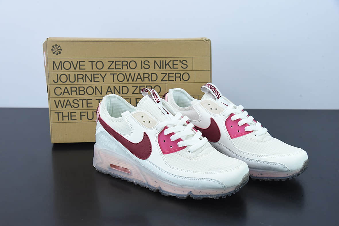 耐克Nike Air Max 90 Terrascape Sail 全新热门款MAX90白红粉气垫跑鞋纯原版本 货号：DC9450-100