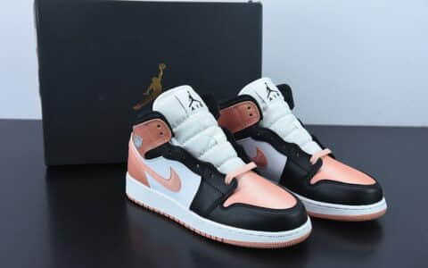 乔丹Air Jordan 1 Mid AJ1黑白粉中帮篮球鞋纯原版本 货号：DM9077-108