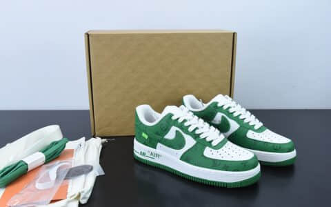 耐克Nike LV×Nike Air Force 1 Low 07 LV联名款白绿印花低帮休闲板鞋纯原版本 货号：MS0232