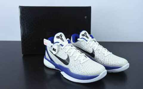 耐克Nike ZOOM KOBE 6 科比6代白黑蓝蛇鳞纹男子实战篮球鞋纯原版本 货号：436311-100