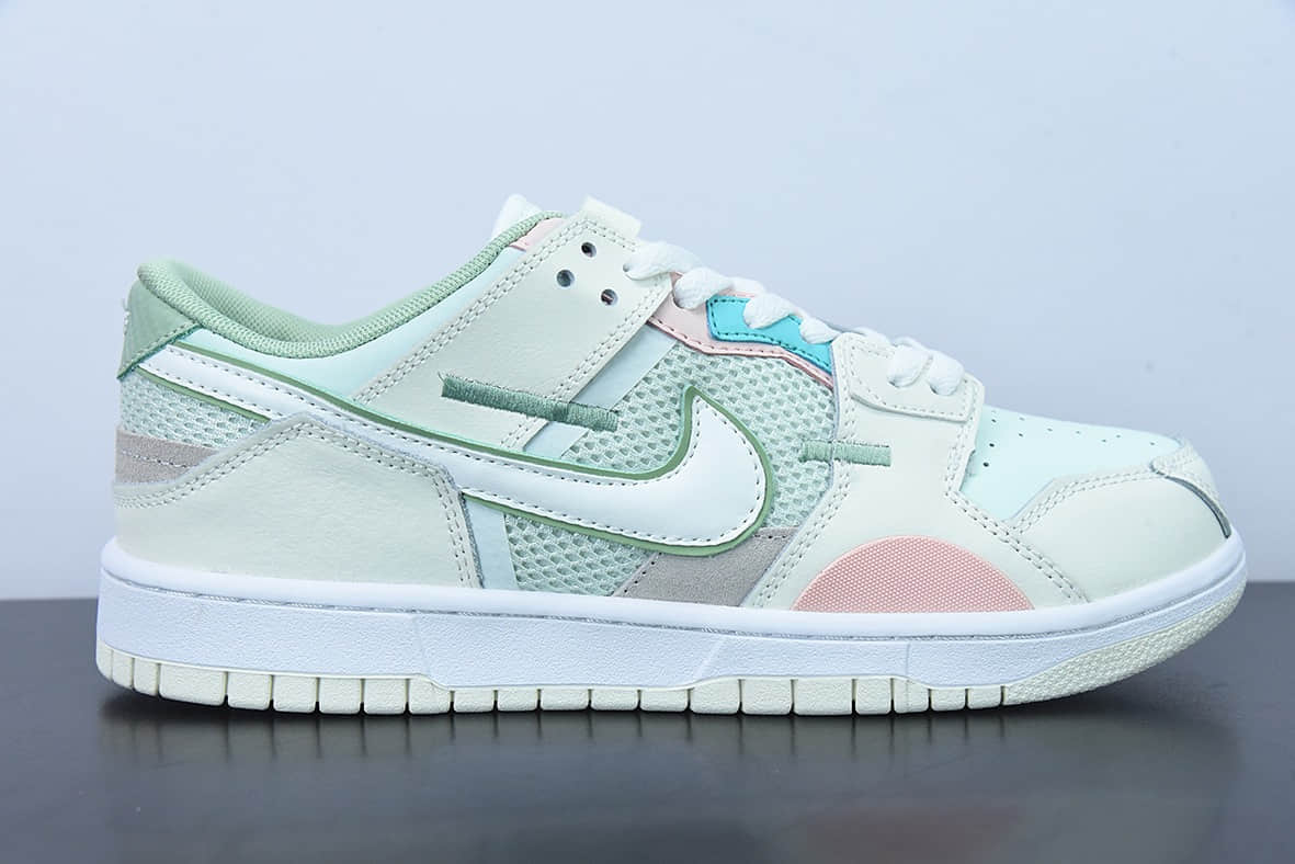 耐克Nike SB Dunk Scrap LowGrey Haze Phantom拼接灰雾淡绿粉白扣篮系列低帮经典百搭休闲运动板鞋纯原版本 货号：DM0802-001