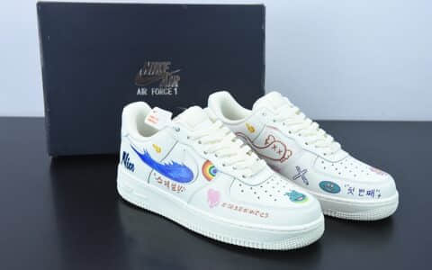 耐克Nike Air Force 1 Low’07 彩虹涂鸦空军一号低帮休闲板鞋纯原版本 货号：CW2288-333