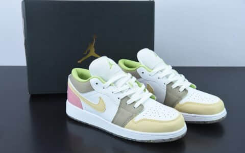 乔丹Air Jordan 1 Low AJ1白粉棕拼接休闲女子低帮文化休闲板鞋纯原版本 货号：DJ0341-100