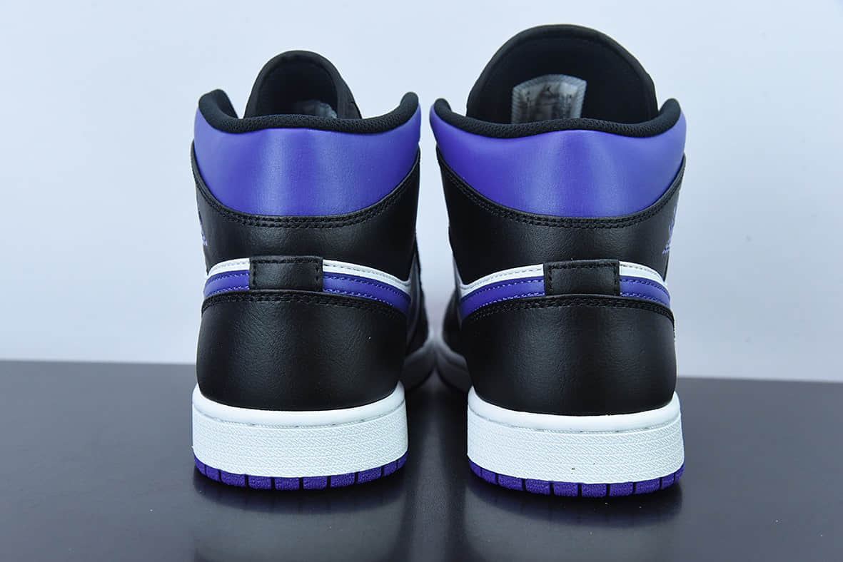 乔丹Air Jordan 1 Mid AJ1乔1黑白紫中帮复古文化百搭休闲运动篮球板鞋纯原版本 货号：554724-095