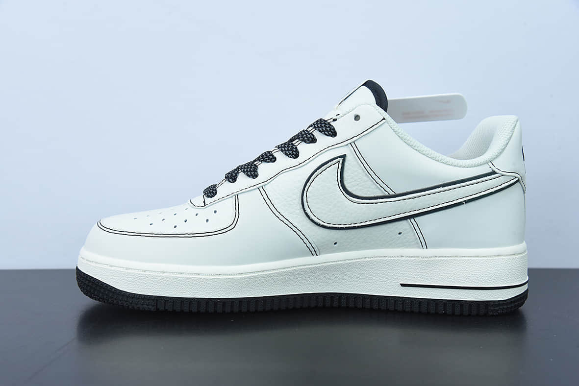 耐克Nike UNDEFEATED x NK Air Force 1´07BeigeBlack 3M皮革米白黑五杠3M反光空军一号低帮休闲板鞋纯原版本 货号：HL5263-896