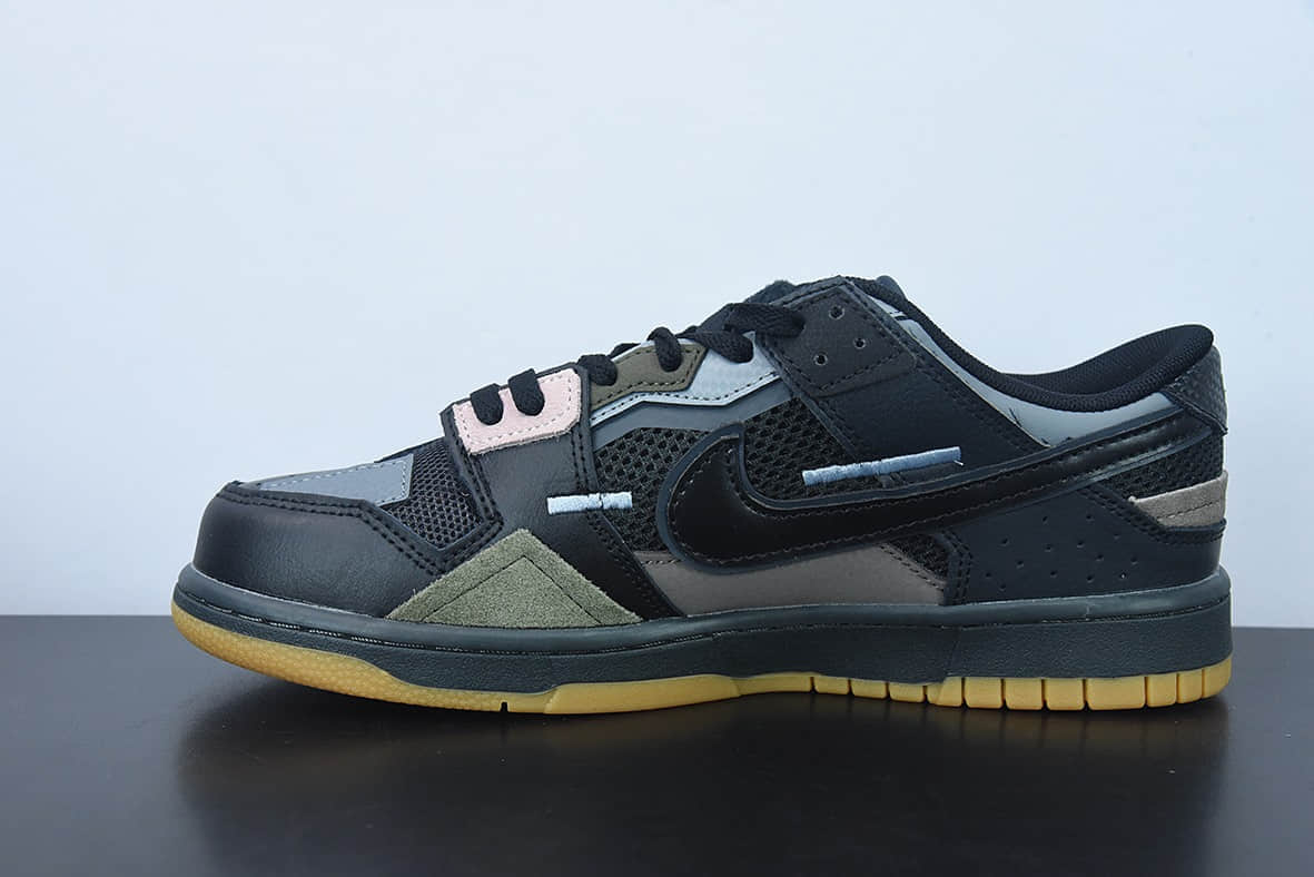 耐克Nike Dunk Low SB Scrap 黑灰生胶解构缝合怪低帮滑板鞋纯原版本 货号：DB0500-001