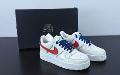 耐克Nike Air Force 1 AF1白红蓝蛇纹空军一号低帮休闲板鞋纯原版本 货号：DV1493-161