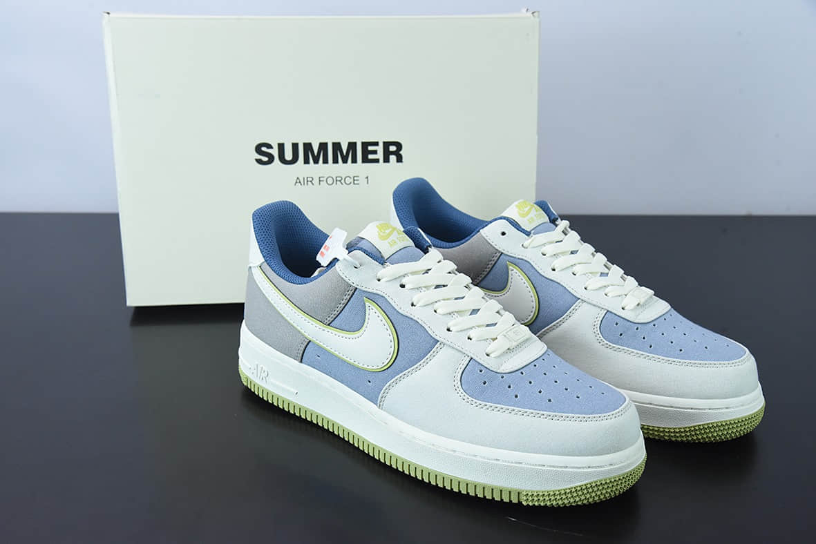 耐克Nike Air Force 1 '07 蓝绿布面空军一号低帮休闲板鞋纯原版本 货号：DG2296-025