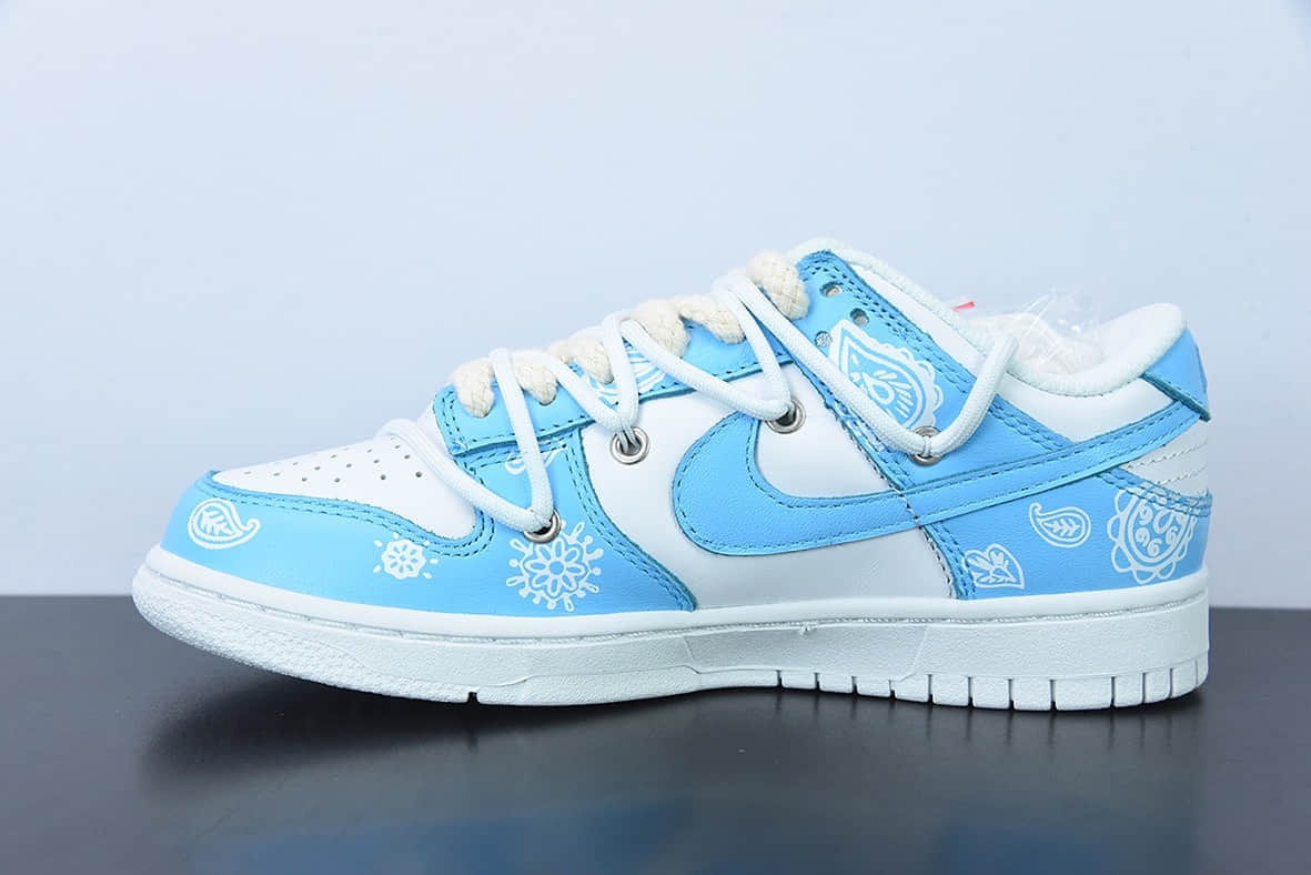 耐克Nike Dunk Low 天蓝白腰果花绑带解构 SB扣碎篮板时尚休闲板鞋纯原版本 货号：DD1503-109