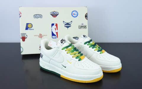 耐克Nike Air Force 1 Low '07 “米黄绿”犹他爵士城市限定低帮布面空军一号休闲板鞋纯原版本 货号：NA2022-006