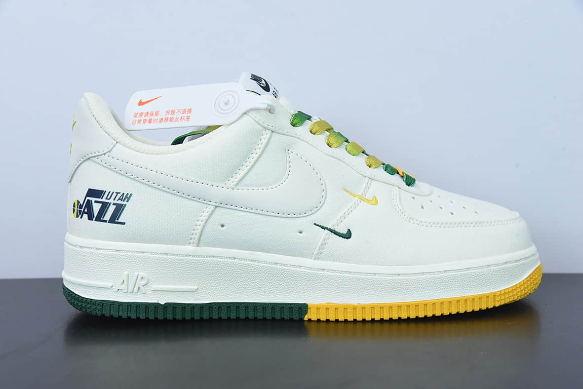 耐克Nike Air Force 1 Low '07 “米黄绿”犹他爵士城市限定低帮布面空军一号休闲板鞋纯原版本 货号：NA2022-006