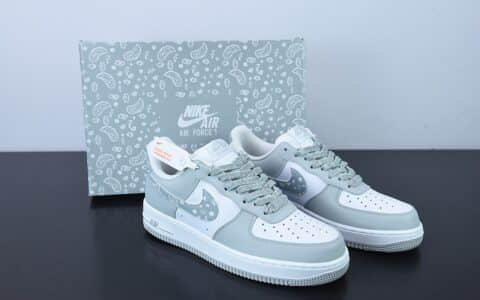 耐克Nike Air Force 1 Low ’07 灰白腰果花配色空军一号低帮休闲板鞋纯原版本 货号：XM6321-736