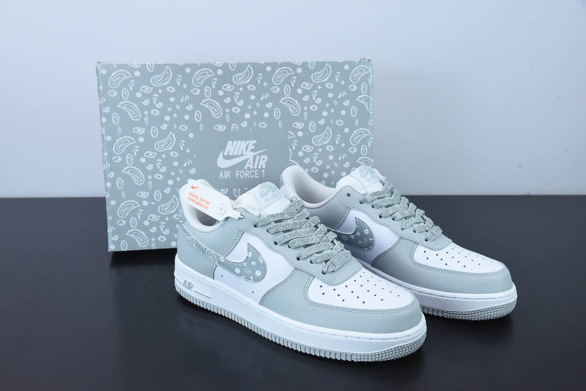 耐克Nike Air Force 1 Low ’07 灰白腰果花配色空军一号低帮休闲板鞋纯原版本 货号：XM6321-736