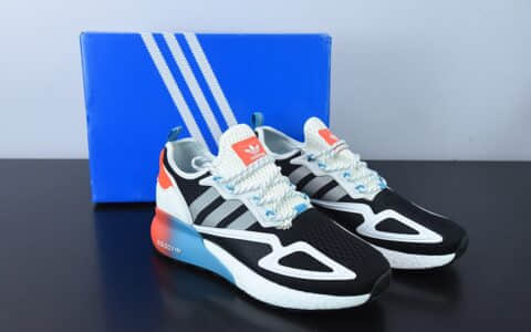 阿迪达斯Adidas Originals ZX 2K Boost 阿迪达斯爆米花黑白橘复古经典运动鞋纯原版本 货号：FY2012