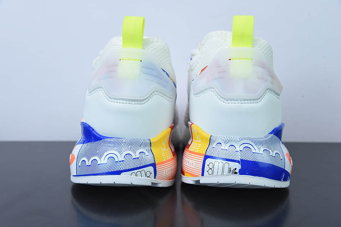 阿迪达斯Adidas Originals ZX 2K Boost 阿迪达斯爆米花白蓝涂鸦复古经典运动鞋纯原版本 货号：GX2718