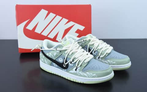 耐克Nike SB Dunk Low 电玩主题灰绿腰果花解构抽绳解构低帮休闲板鞋纯原版本 货号：DD1503-600