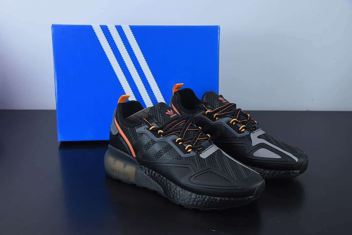 阿迪达斯Adidas Originals ZX 2K Boost 阿迪达斯爆米花黑橘复古经典运动鞋纯原版本 货号：GY3547