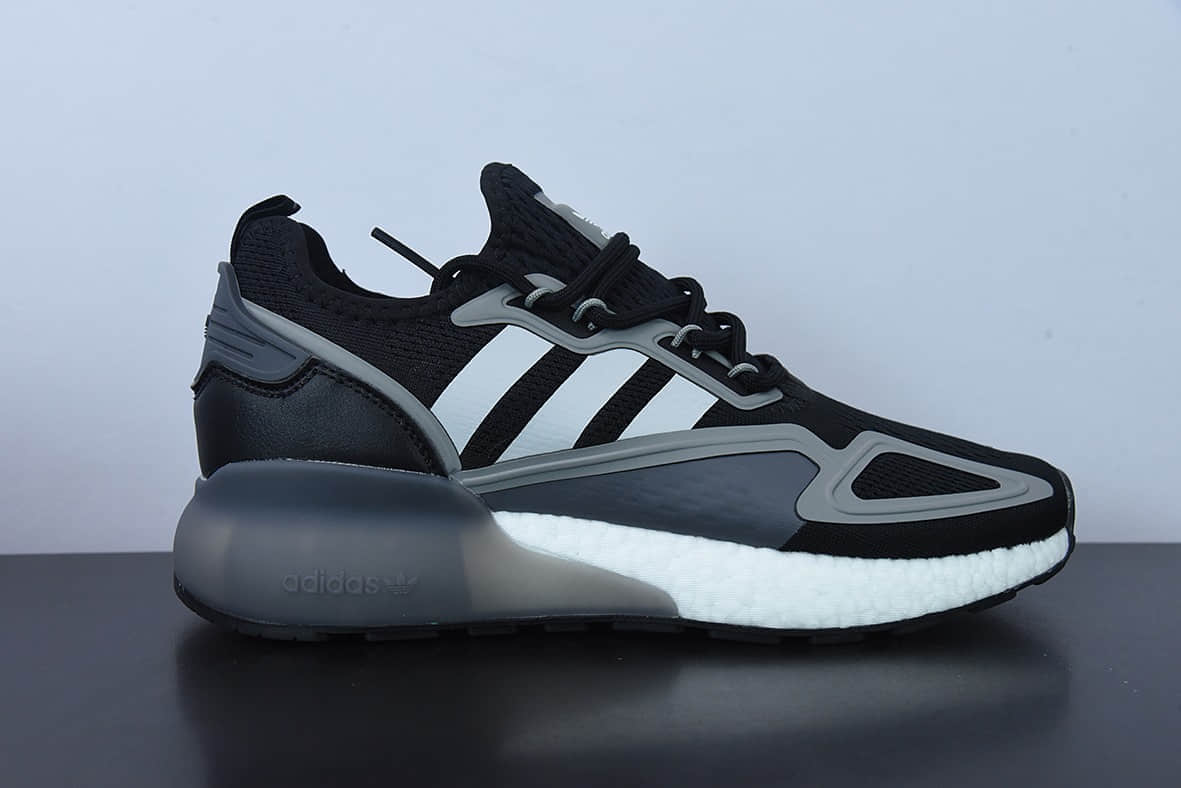 阿迪达斯Adidas Originals ZX 2K Boost 阿迪达斯爆米花黑灰复古经典运动鞋纯原版本 货号：FZ3323