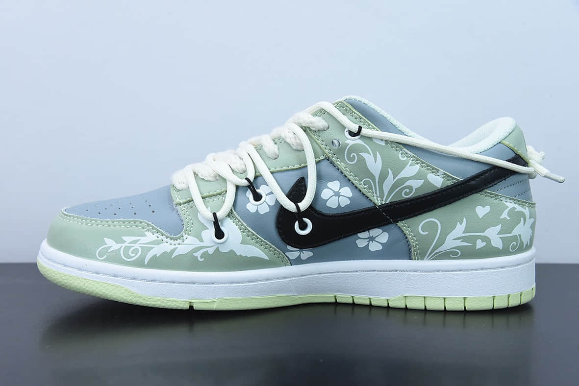 耐克Nike SB Dunk Low 电玩主题灰绿腰果花解构抽绳解构低帮休闲板鞋纯原版本 货号：DD1503-600