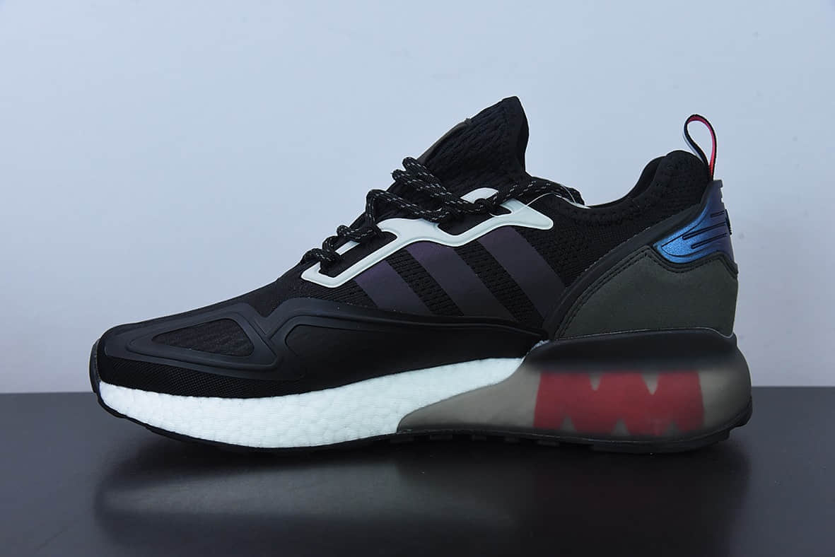 阿迪达斯Adidas Originals ZX 2K Boost 阿迪达斯爆米花炫黑紫复古经典运动鞋纯原版本 货号：FX7475